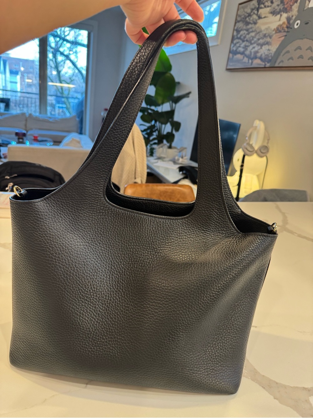 Cuyana Black Pebbled Leather Shoulder Bag - Picture 3 of 4